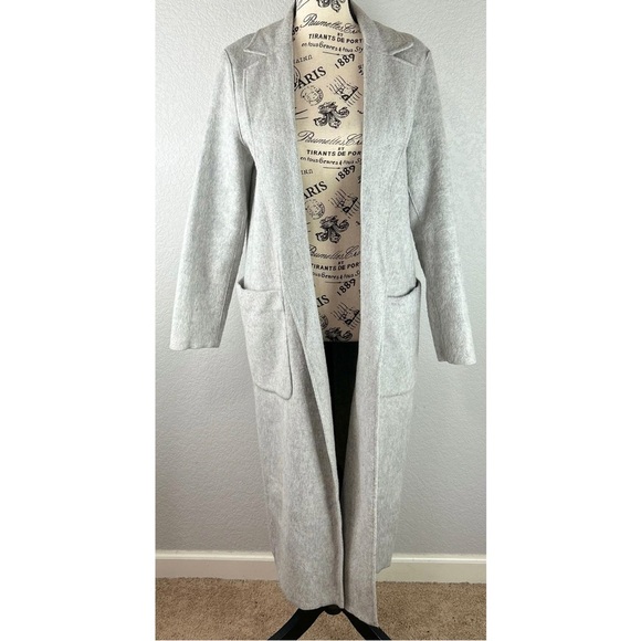 Mango Suit Grey Wool Blend Long Lined Jacket, size Small - Picture 1 of 12